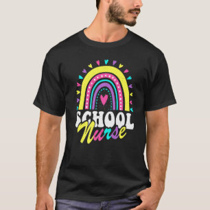 School Nurse Rainbow Back To School Women Cute Nur T-Shirt