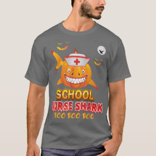 School Nurse Shark Boo Pumpkin Halloween Witch Hor T-Shirt