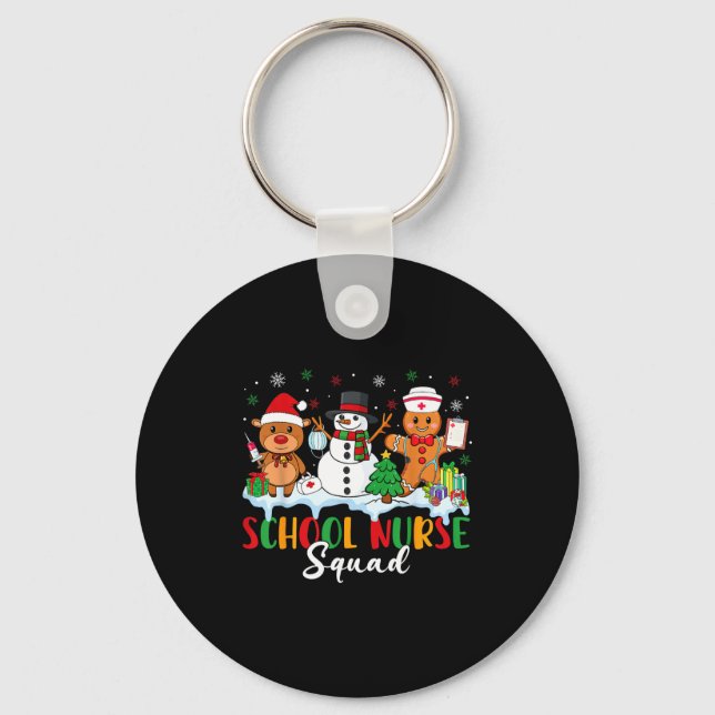 School Nurse Squad Reindeer Snowman Gingerbread Ch Key Ring (Front)