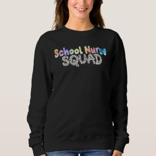 School Nurse Squad Tie Dye Leopard Back School App Sweatshirt