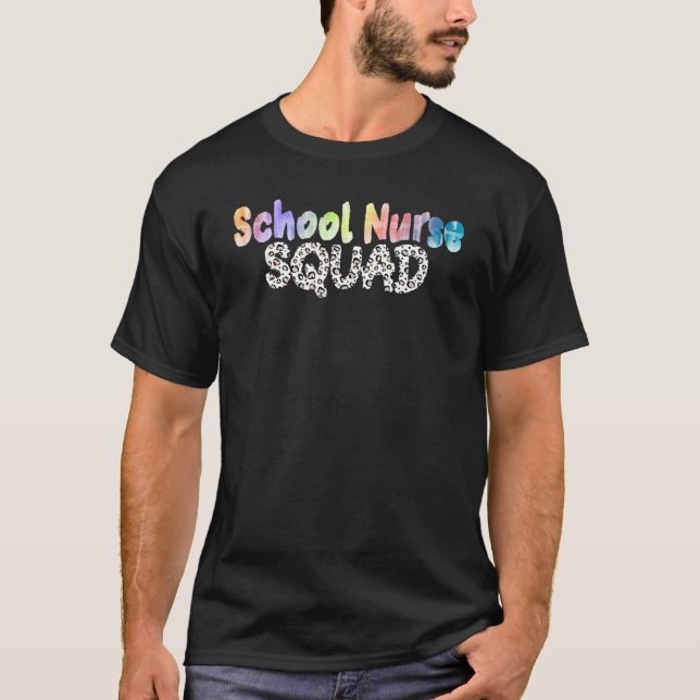 School Nurse Squad Tie Dye Leopard Back School App T-Shirt (Front)