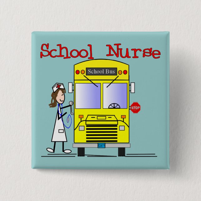 School Nurse Stick People Design 15 Cm Square Badge (Front)