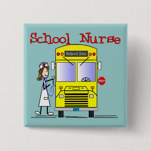 School Nurse Stick People Design 15 Cm Square Badge