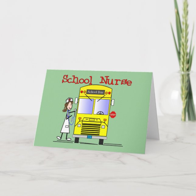 School Nurse Stick People Design Card (Front)