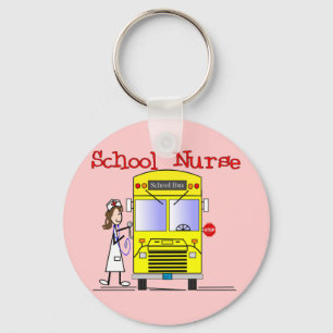 School Nurse Stick People Design Key Ring