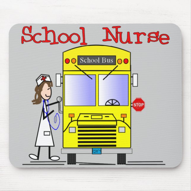 School Nurse Stick People Design Mouse Mat (Front)