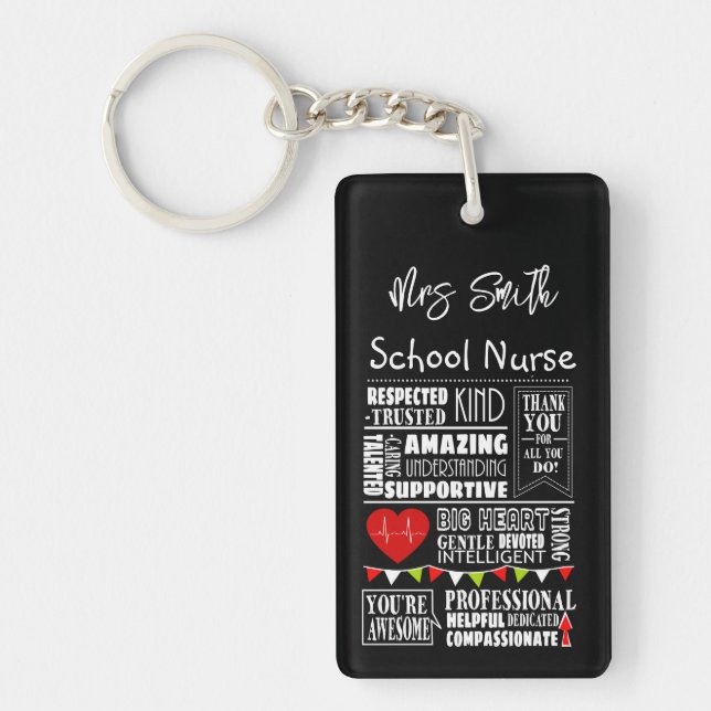 School nurse thank you key ring Christmas gift (Front)