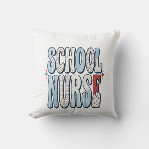 School Nurse Vintage Floral Typography Shirt Desig Cushion