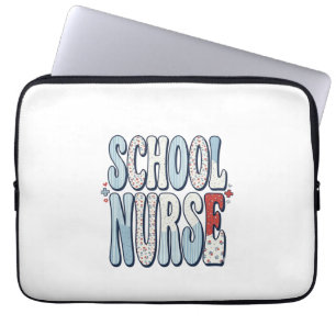 School Nurse Vintage Floral Typography Shirt Desig Laptop Sleeve