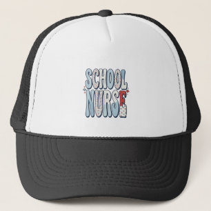 School Nurse Vintage Floral Typography Shirt Desig Trucker Hat