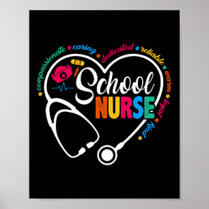 School Nurse Vintage Love Heart Nurse Life Poster