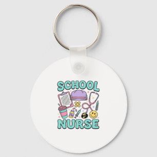 School Nurse Vintage Medical Collage Shirt Design_ Key Ring