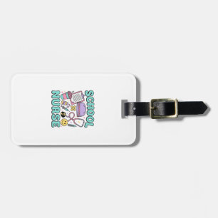 School Nurse Vintage Medical Collage Shirt Design_ Luggage Tag