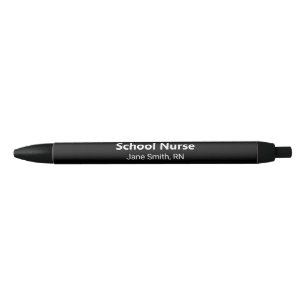 School Nurse with Name Black and White Ink Pen