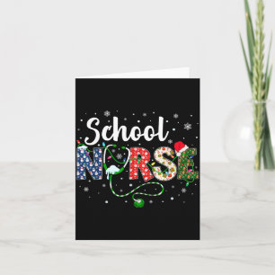 School Nurse Xmas Santa Hat Funny Nurse Christmas Card
