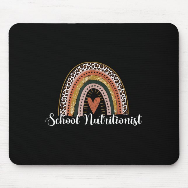 School Nutritionist Leopard Rainbow Back To School Mouse Mat (Front)