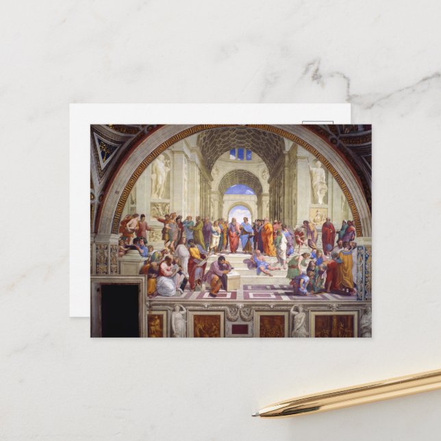 School of Athens, from the Stanza della Segnatura Postcard (Front/Back In Situ)