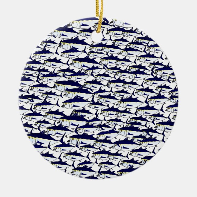 School of Bluefin Tuna Ceramic Tree Decoration (Front)
