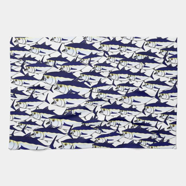School of Bluefin Tuna Tea Towel (Horizontal)