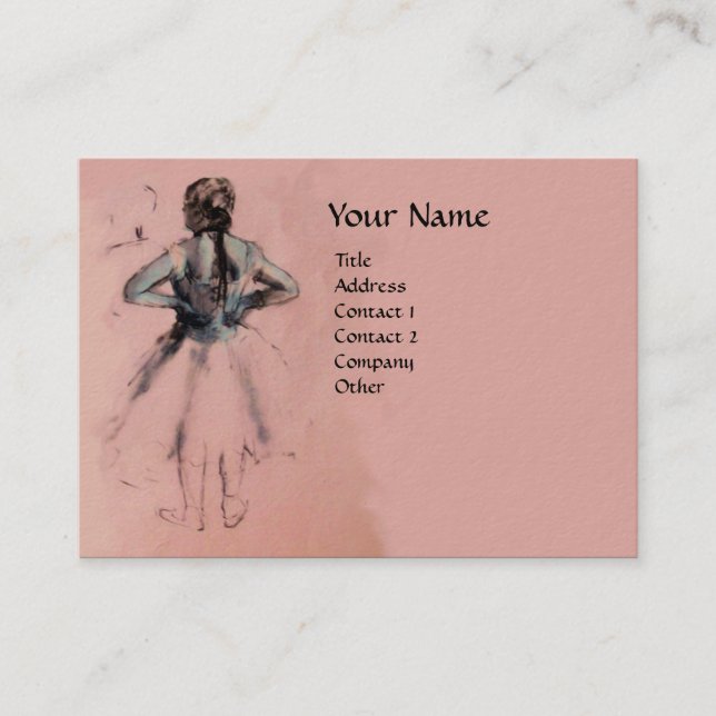 SCHOOL OF DANCE ,BALLERINA  BALLET DANCER IN PINK BUSINESS CARD (Front)