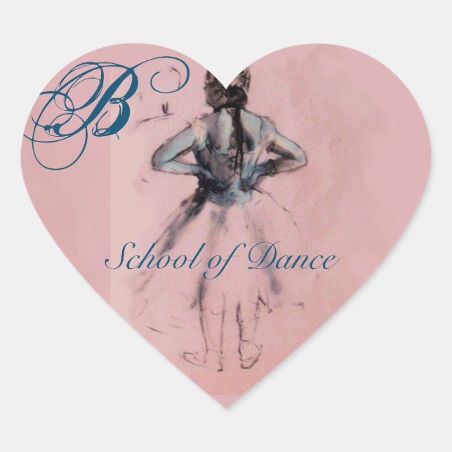 SCHOOL OF DANCE /BALLERINA  BALLET DANCER MONOGRAM HEART STICKER (Front)