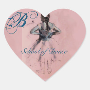 SCHOOL OF DANCE /BALLERINA  BALLET DANCER MONOGRAM HEART STICKER