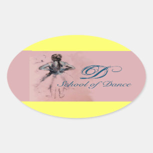 SCHOOL OF DANCE /BALLERINA  BALLET DANCER MONOGRAM OVAL STICKER