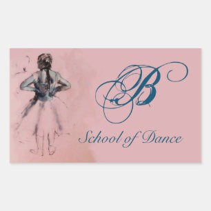 SCHOOL OF DANCE /BALLERINA  BALLET DANCER MONOGRAM RECTANGULAR STICKER