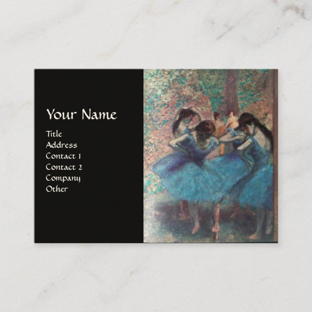 SCHOOL OF DANCE /BALLERINA,BALLET DANCERS IN BLUE BUSINESS CARD (Front)