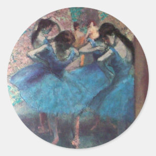 SCHOOL OF DANCE ,BALLERINA  BALLET DANCERS IN BLUE CLASSIC ROUND STICKER
