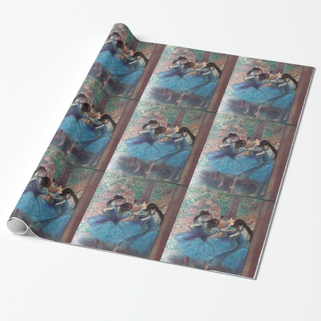 SCHOOL OF DANCE /BALLERINA  BALLET DANCERS IN BLUE WRAPPING PAPER (Unrolled)