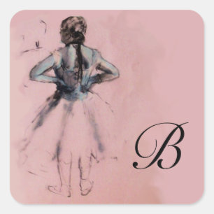 SCHOOL OF DANCE / BALLERINA PINK BALLET DANCER SQUARE STICKER