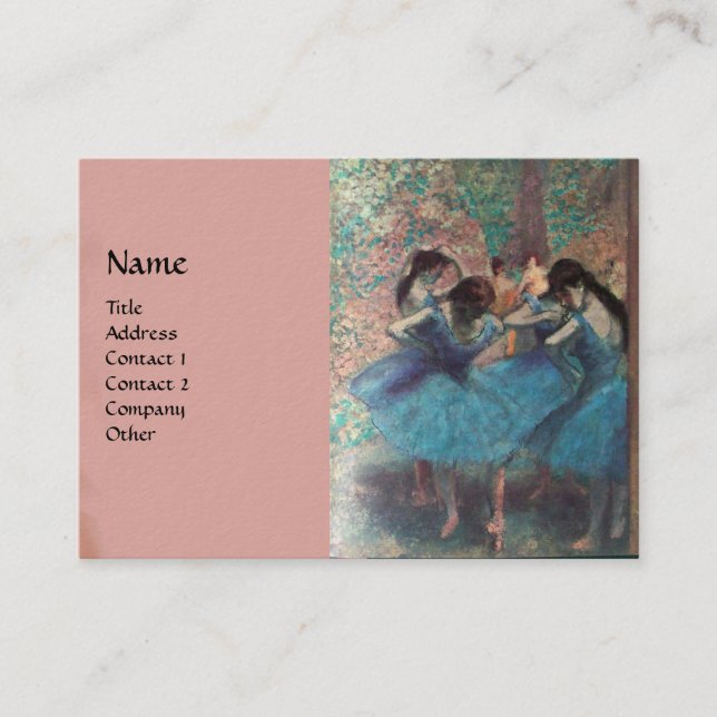 SCHOOL OF DANCE BALLERINA,PINK BLUE BALLET DANCERS BUSINESS CARD (Front)