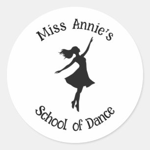 School of Dance Dancer Silhouette Customizable Classic Round Sticker