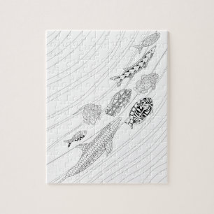 School Of Fish Adult Colouring Puzzle