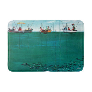 School of Fish Among Lines by Thornton Utz Bath Mat