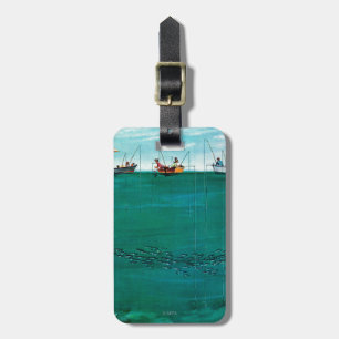 School of Fish Among Lines by Thornton Utz Luggage Tag