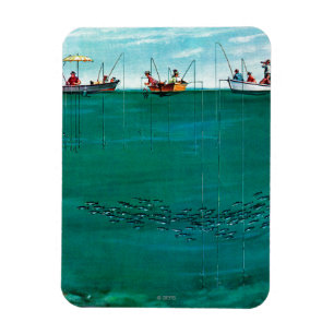 School of Fish Among Lines by Thornton Utz Magnet