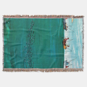 School of Fish Among Lines by Thornton Utz Throw Blanket