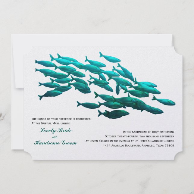 School of Fish Catholic Wedding Invitation (Front)