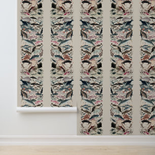 School of Fish Multi Colour Vintage Wallpaper