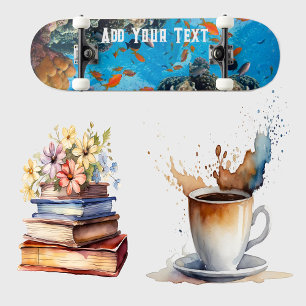 School of Fish Ocean Coral Reef Blue Sea Tropical Skateboard