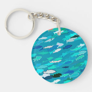 School of Fish, Turquoise, Blue and Aqua Key Ring