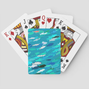 School of Fish, Turquoise,  Blue and Aqua  Playing Cards
