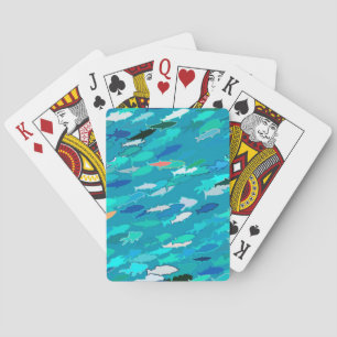 School of Fish, Turquoise,  Blue and Aqua  Playing Cards