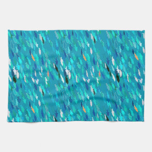 School of Fish, Turquoise, Blue and Aqua Tea Towel