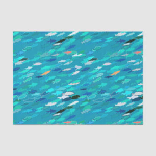 School of Fish, Turquoise, Blue and Aqua Tissue Paper