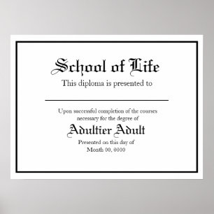 School of Life Diploma Parody Poster