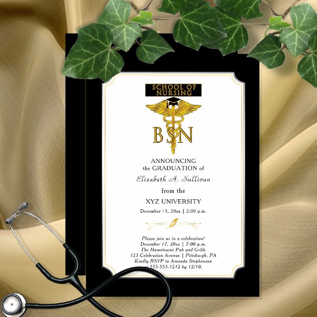 School of Nursing Nurse BSN Graduation Invitation (Creator Uploaded)