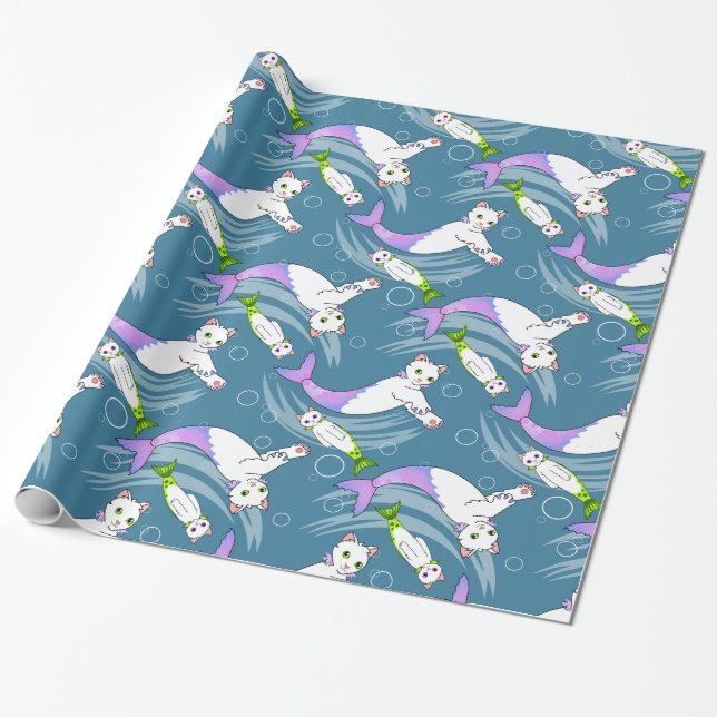 School of Purrmaids wrapping paper (Unrolled)